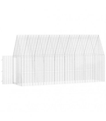 vidaXL Rabbit Cage Silver 400 x 100 x 210 cm Galvanised Steel