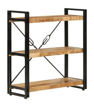 vidaXL 3-Tier Bookcase 77x30x80 cm Solid Wood Mango and Iron
