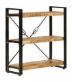 vidaXL 3-Tier Bookcase 77x30x80 cm Solid Wood Mango and Iron