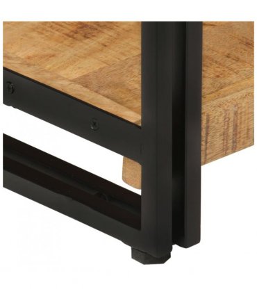 vidaXL 3-Tier Bookcase 77x30x80 cm Solid Wood Mango and Iron