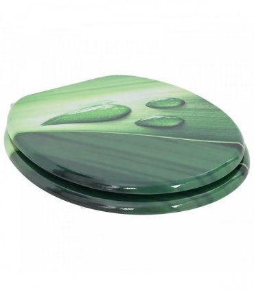 vidaXL Soft-Close Toilet Seat 2 pcs Green Drop 44 x 38 cm MDF board