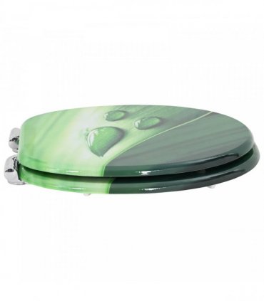 vidaXL Soft-Close Toilet Seat 2 pcs Green Drop 44 x 38 cm MDF board