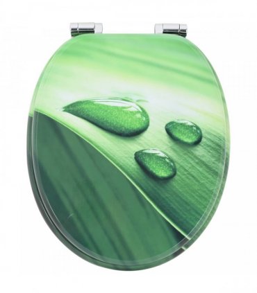 vidaXL Soft-Close Toilet Seat 2 pcs Green Drop 44 x 38 cm MDF board