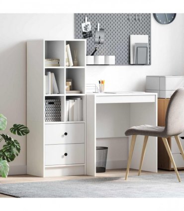 vidaXL Desk with Drawer with Shelf with Storage 2 pcs White