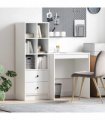 vidaXL Desk with Drawer with Shelf with Storage 2 pcs White