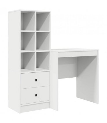 vidaXL Desk with Drawer with Shelf with Storage 2 pcs White