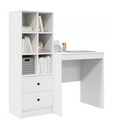 vidaXL Desk with Drawer with Shelf with Storage 2 pcs White