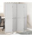 vidaXL Room Divider 4 Panels White Solid Wood Paulownia