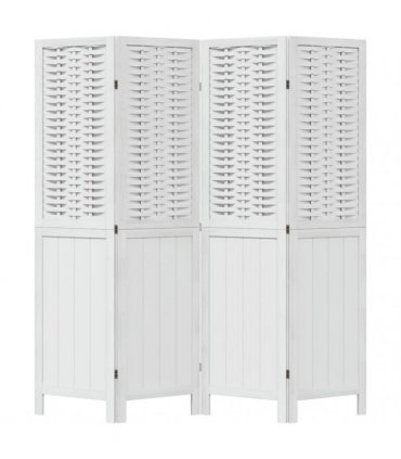 vidaXL Room Divider 4 Panels White Solid Wood Paulownia