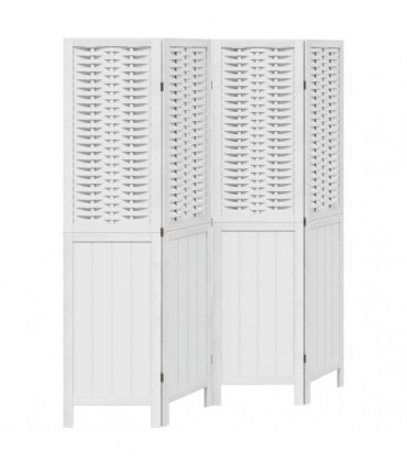 vidaXL Room Divider 4 Panels White Solid Wood Paulownia