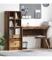vidaXL Desk with Drawer with Shelf with Storage 2 pcs Old Wood