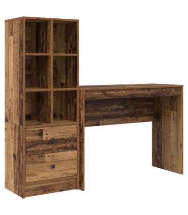 vidaXL Desk with Drawer with Shelf with Storage 2 pcs Old Wood