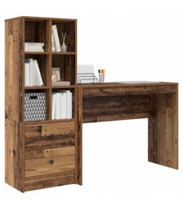 vidaXL Desk with Drawer with Shelf with Storage 2 pcs Old Wood