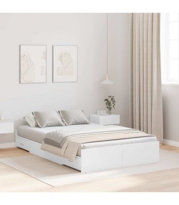 vidaXL Storage Bed Frame White 120 x 190 cm Engineered Wood