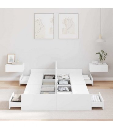 vidaXL Storage Bed Frame White 120 x 190 cm Engineered Wood