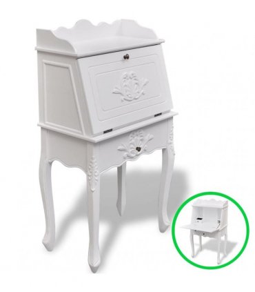 vidaXL Desk | White | MDF and Pinewood | 60 x 36.4 x 111 cm | Desk | Rectangular