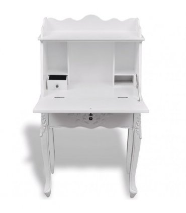 vidaXL Desk | White | MDF and Pinewood | 60 x 36.4 x 111 cm | Desk | Rectangular
