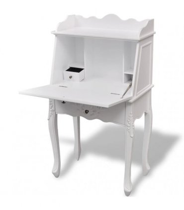vidaXL Desk | White | MDF and Pinewood | 60 x 36.4 x 111 cm | Desk | Rectangular
