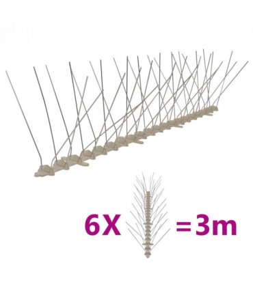 vidaXL 4-row Plastic Bird & Pigeon Spikes Set of 6 3 m