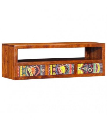 vidaXL Wall-mounted TV Cabinet Multicolour 90x30x30 Solid Wood Acacia