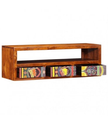 vidaXL Wall-mounted TV Cabinet Multicolour 90x30x30 Solid Wood Acacia