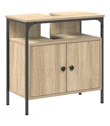 vidaXL Bathroom Furniture Set with Shelf 2 pcs Brown Engineered wood