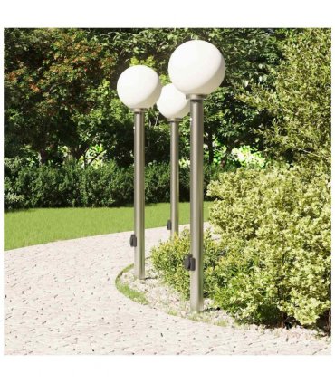 vidaXL Bollard Lights with Sensor&Outlet 3 pcs 120 cm Stainless Steel IP44