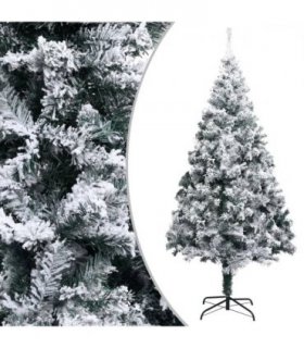 vidaXL Artificial Christmas Tree | Green with white flocked snow | PVC
