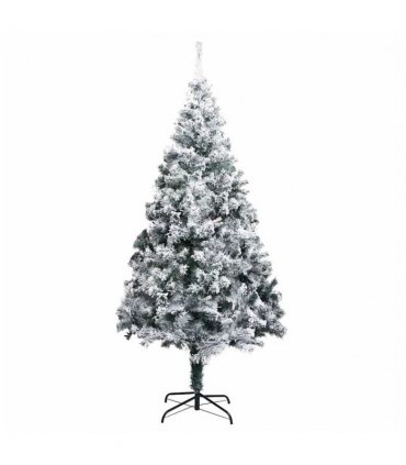 vidaXL Artificial Christmas Tree | Green with white flocked snow | PVC