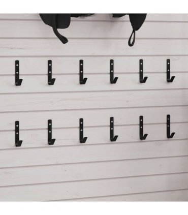 vidaXL Wall Hooks J Shape 12 pcs Black Steel