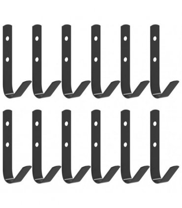 vidaXL Wall Hooks J Shape 12 pcs Black Steel