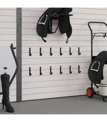 vidaXL Wall Hooks J Shape 12 pcs Black Steel