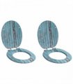 vidaXL Soft-Close Toilet Seat 2 pcs Blue 44 x 38 cm MDF board