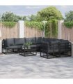 vidaXL Garden Sofa Set with Cushion 8 pcs Black Steel
