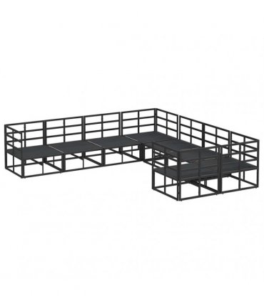vidaXL Garden Sofa Set with Cushion 8 pcs Black Steel