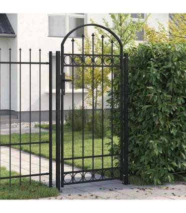 vidaXL Fence Gate ASSEN with Arched Top Steel 89x200 cm Black