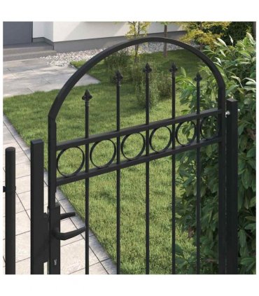 vidaXL Fence Gate ASSEN with Arched Top Steel 89x200 cm Black