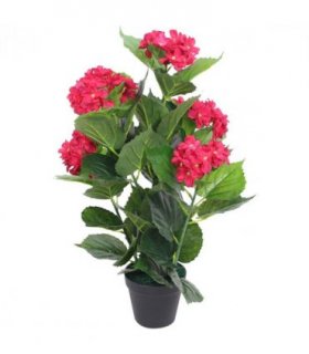 vidaXL Artificial Hydrangea Plant with Pot 60 cm Red