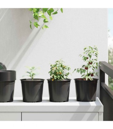 vidaXL Flower Pot 50 pcs Black Ø 15 x 13 cm Plastic