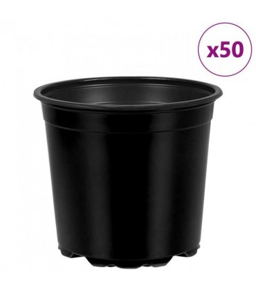 vidaXL Flower Pot 50 pcs Black Ø 15 x 13 cm Plastic