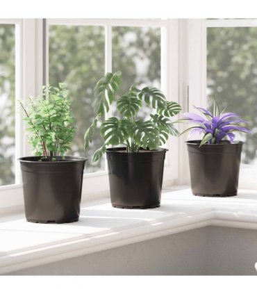 vidaXL Flower Pot 50 pcs Black Ø 15 x 13 cm Plastic