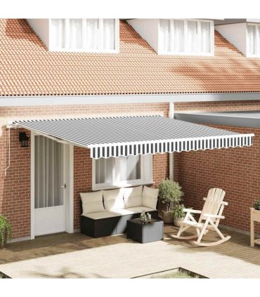 vidaXL Manual Retractable Awning Anthracite&White 400x300 cm