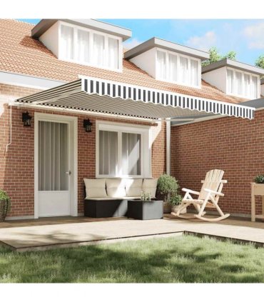 vidaXL Manual Retractable Awning Anthracite&White 400x300 cm