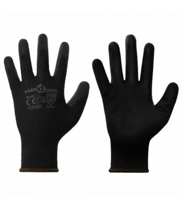 vidaXL Work Gloves 12 pcs Black 8 / M Polyester