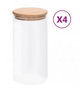 vidaXL Storage Glass Jars with Bamboo Lid 4 pcs 1200 ml