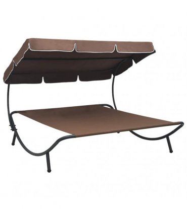 vidaXL Sun Lounger | Brown | Oxford fabric | Double | Durable | Chaise Lounge