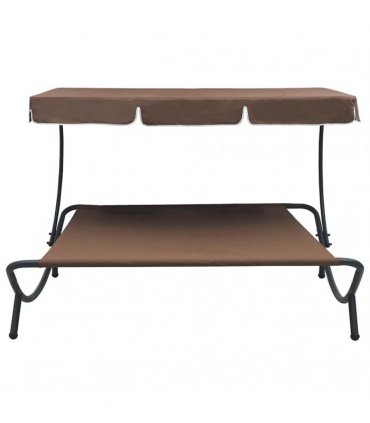 vidaXL Sun Lounger | Brown | Oxford fabric | Double | Durable | Chaise Lounge