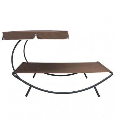 vidaXL Sun Lounger | Brown | Oxford fabric | Double | Durable | Chaise Lounge