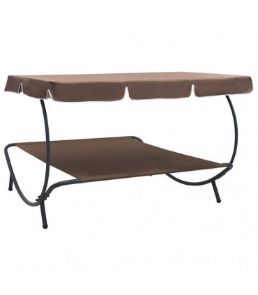 vidaXL Sun Lounger | Brown | Oxford fabric | Double | Durable | Chaise Lounge
