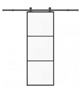 vidaXL Sliding Door with Hardware Set 76x205 cm ESG Glass&Aluminium